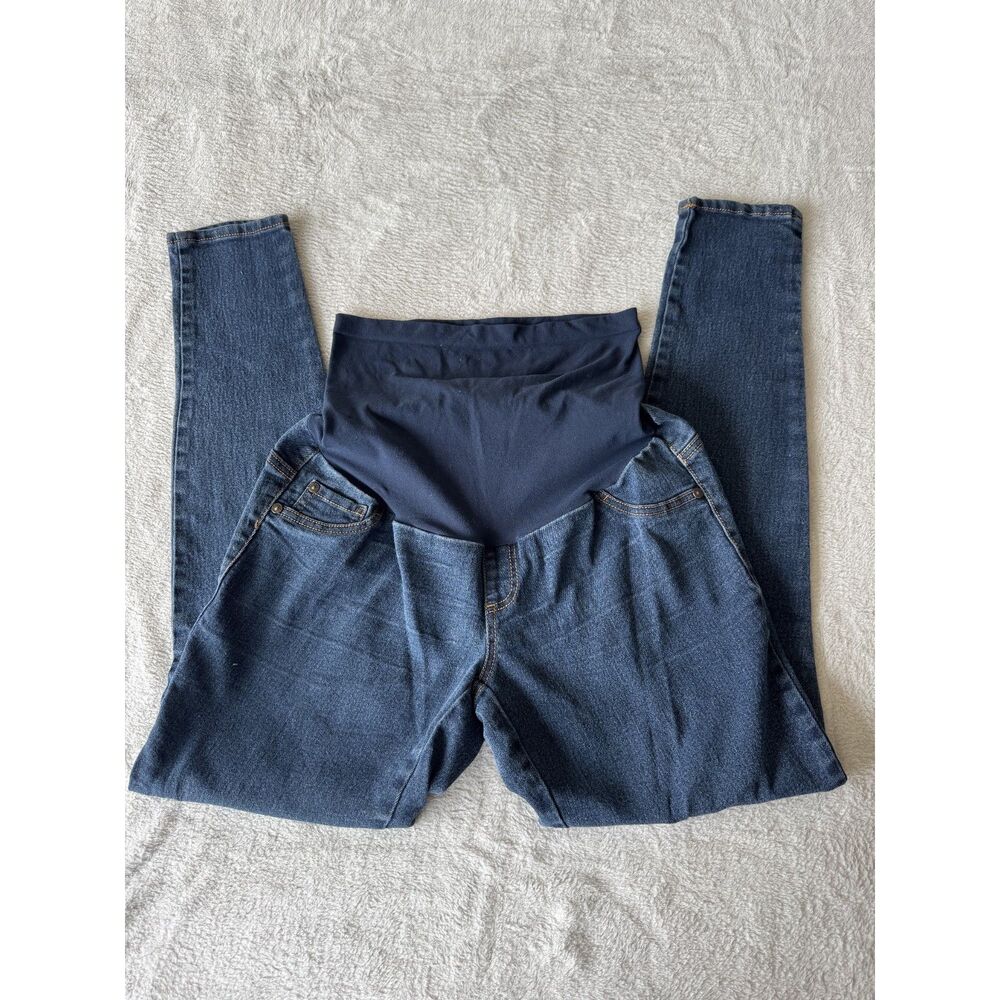 Indigo Blue dark-wash maternity skinny jeans M
